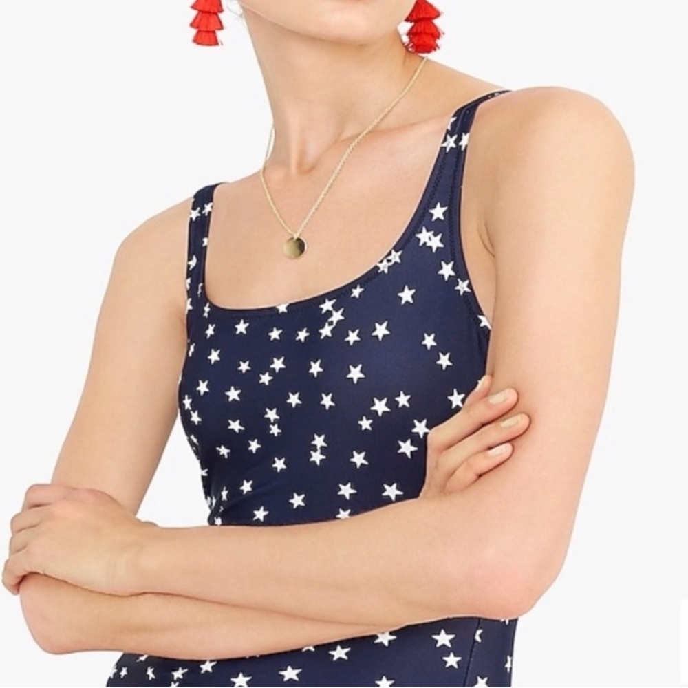 J.Crew Navy Americana Stars Scoop Back One Piece Swimsuit - Picture 3 of 7